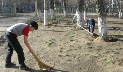 Spring work on the school grounds began