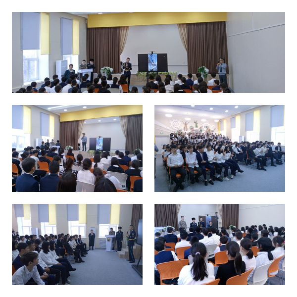 Сегодня в нашу школу приехали специальные гости из Алматы для проведения агитации из областной специализированной военной школы имени Кабанбай батыра.