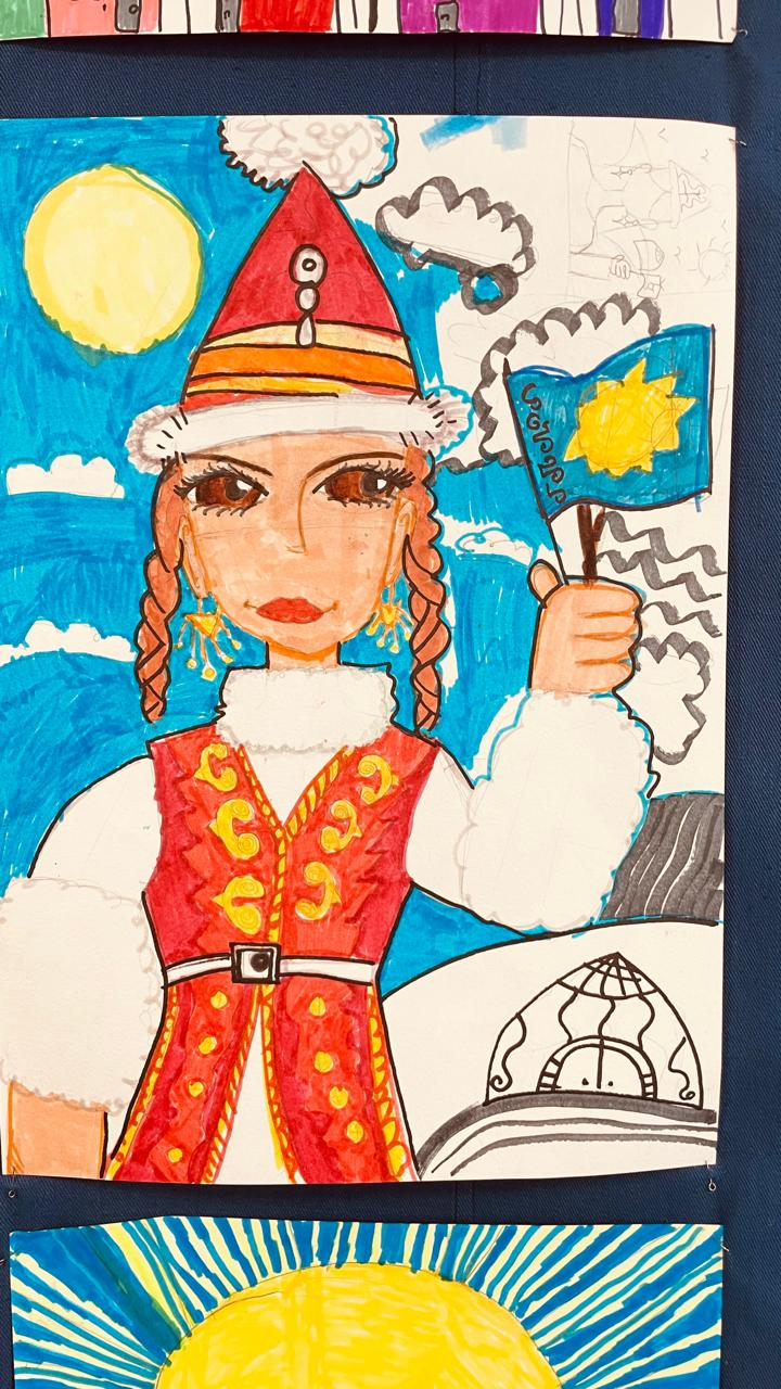 Государственные символы Казахстана в рисунках детей